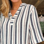 Glory Stripe Collared Shirt Dress - Elle Maxine