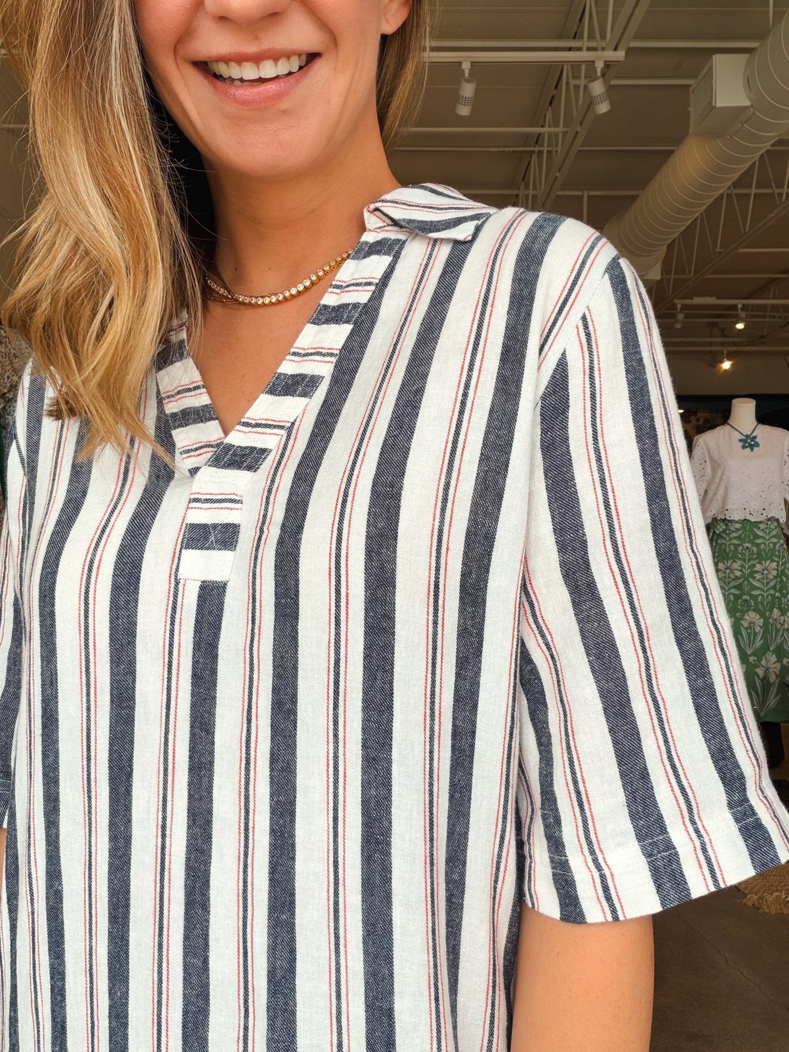 Glory Stripe Collared Shirt Dress - Elle Maxine