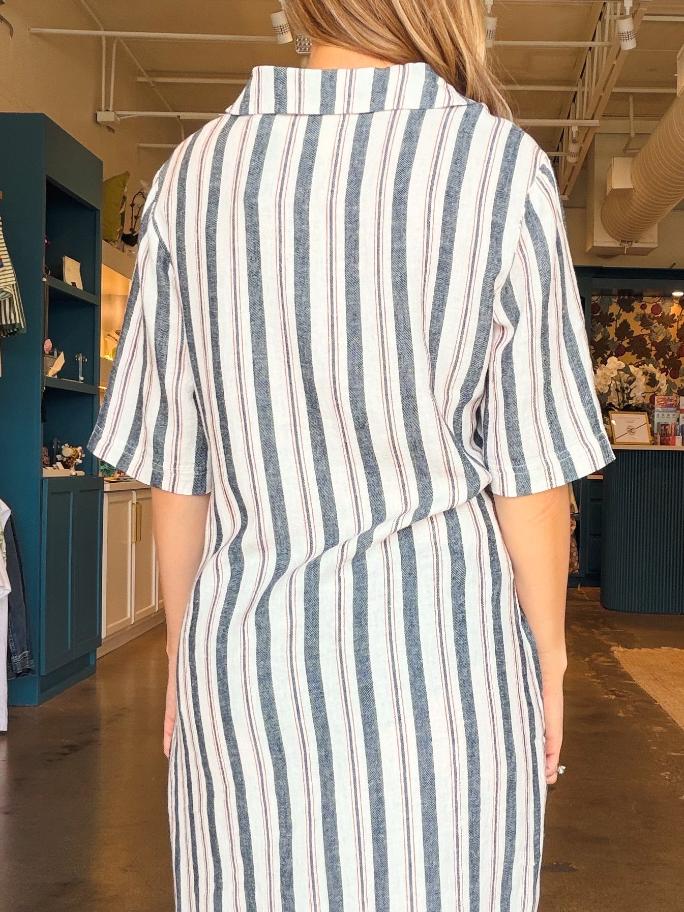 Glory Stripe Collared Shirt Dress - Elle Maxine