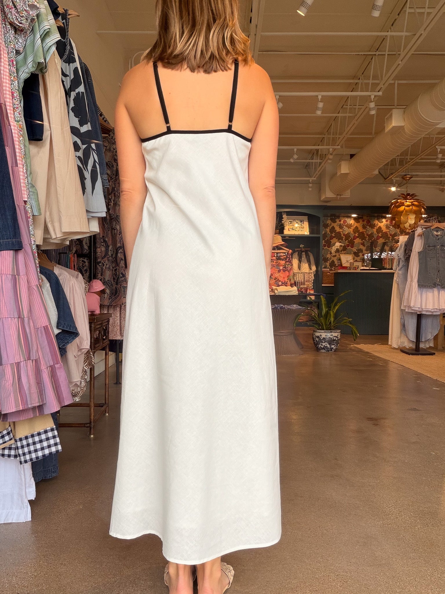 Grace Halter Midi Dress - White/Black - Elle Maxine