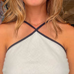 Grace Halter Midi Dress - White/Black - Elle Maxine