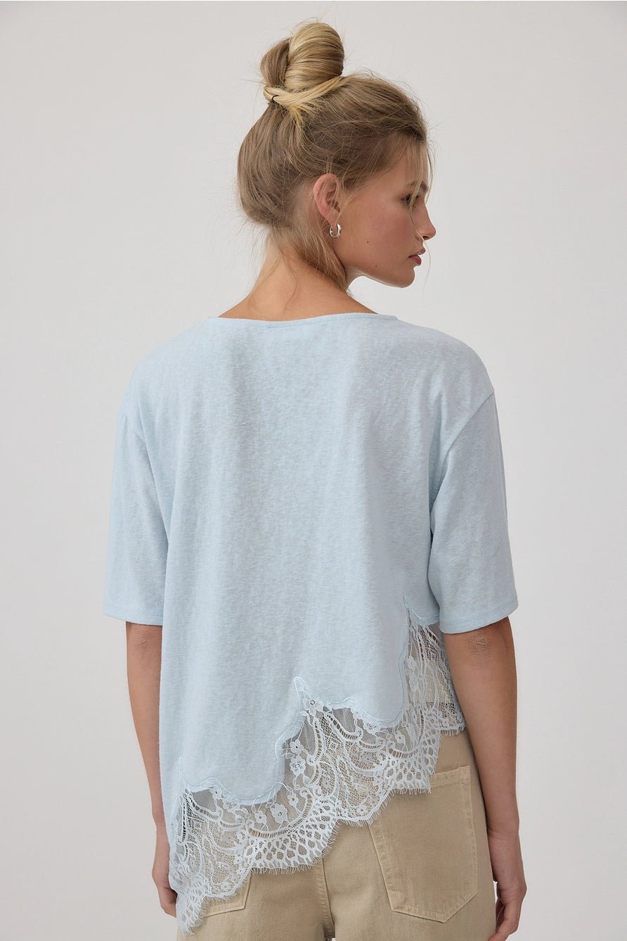 Gracie Slub Lace Hem Tee - Elle Maxine