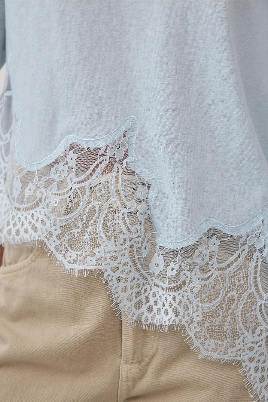 Gracie Slub Lace Hem Tee - Elle Maxine