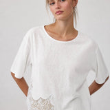Gracie Slub Lace Hem Tee - Elle Maxine