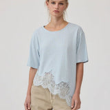 Gracie Slub Lace Hem Tee - Elle Maxine