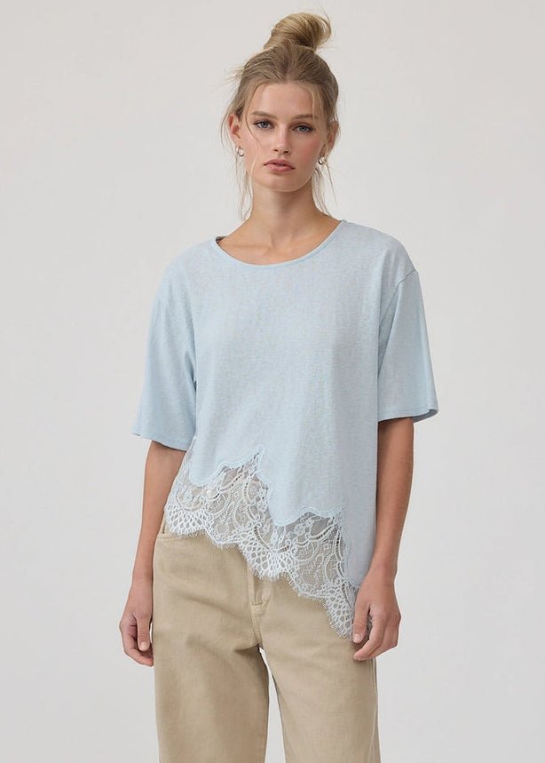 Gracie Slub Lace Hem Tee - Elle Maxine