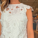 Greta Eyelet Mini Dress - White - Elle Maxine