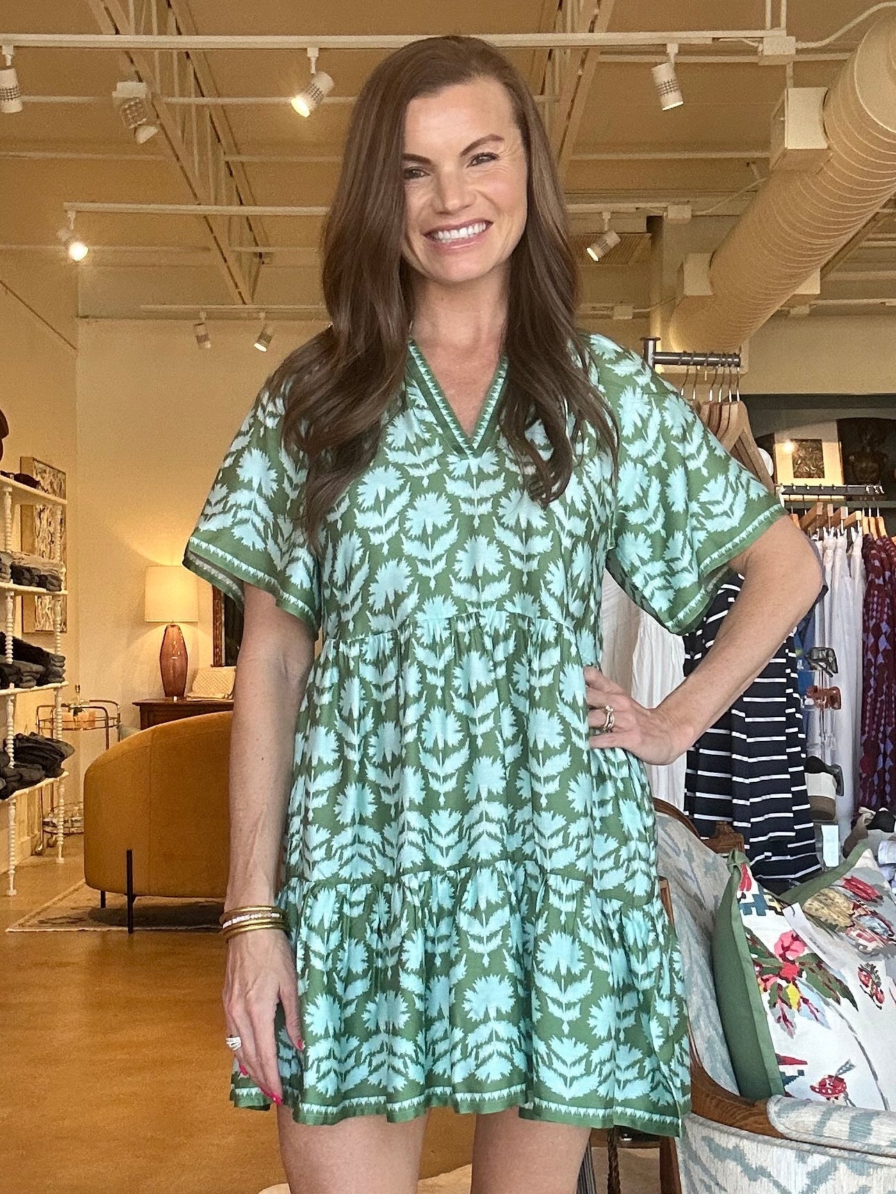 Hadley Mini Dress - Marlie Matcha - Elle Maxine