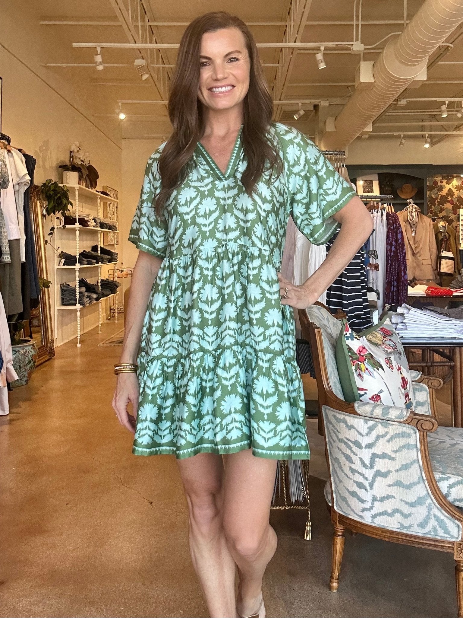 Hadley Mini Dress - Marlie Matcha - Elle Maxine