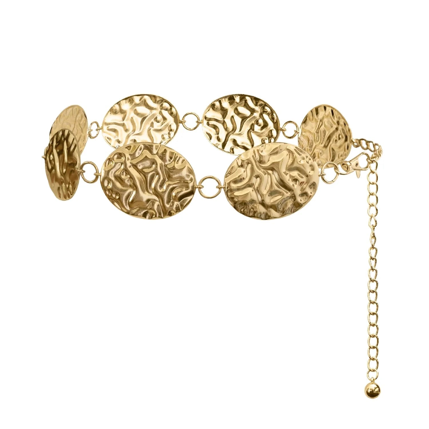 Hammered Concho Belt - Gold - Elle Maxine