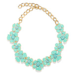 Hand Painted Floral Necklace - Turquoise - Elle Maxine
