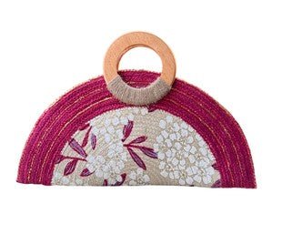 Hand Painted Jute Clutch - Fuchsia - Elle Maxine