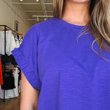 Hannah Elastic Sleeve Top - Purple - Elle Maxine