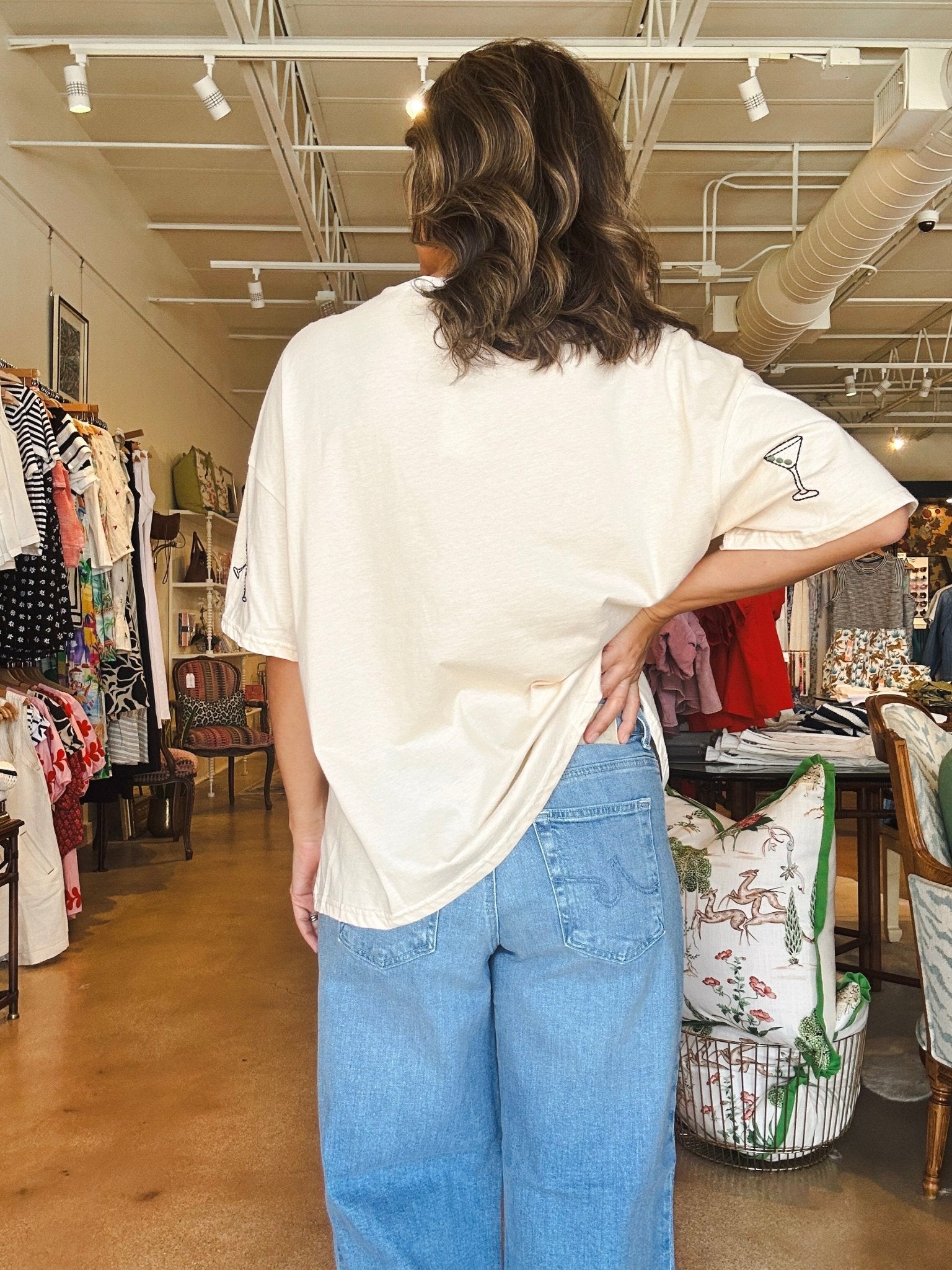 Happy Hour Embroidered Boxy Tee - Elle Maxine