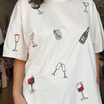 Happy Hour Embroidered Boxy Tee - Elle Maxine
