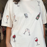 Happy Hour Embroidered Boxy Tee - Elle Maxine