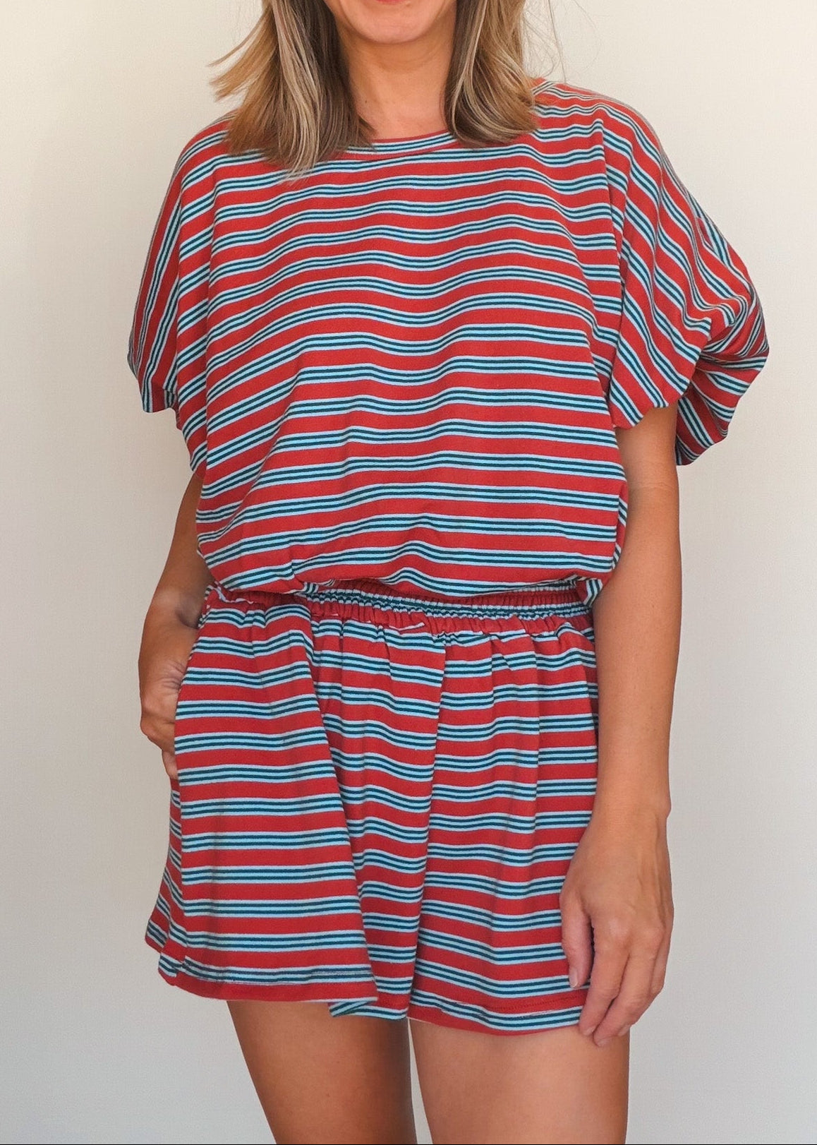 Harbor Stripe Terry Short Set - Elle Maxine