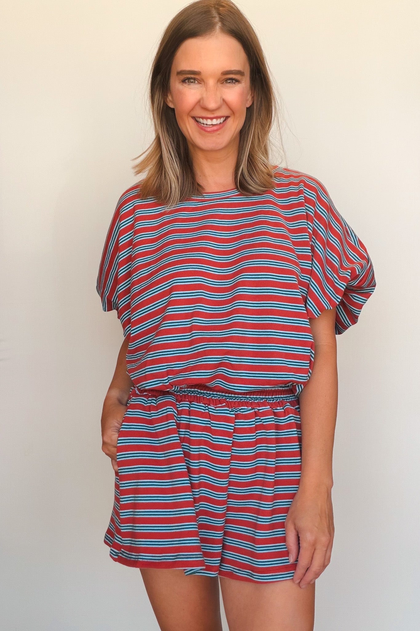 Harbor Stripe Terry Short Set - Elle Maxine