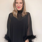 Harley Feather Trim Long Sleeve Dress - Elle Maxine