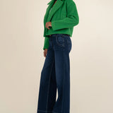 Harper Blanket Stitch Jacket - Green - Elle Maxine