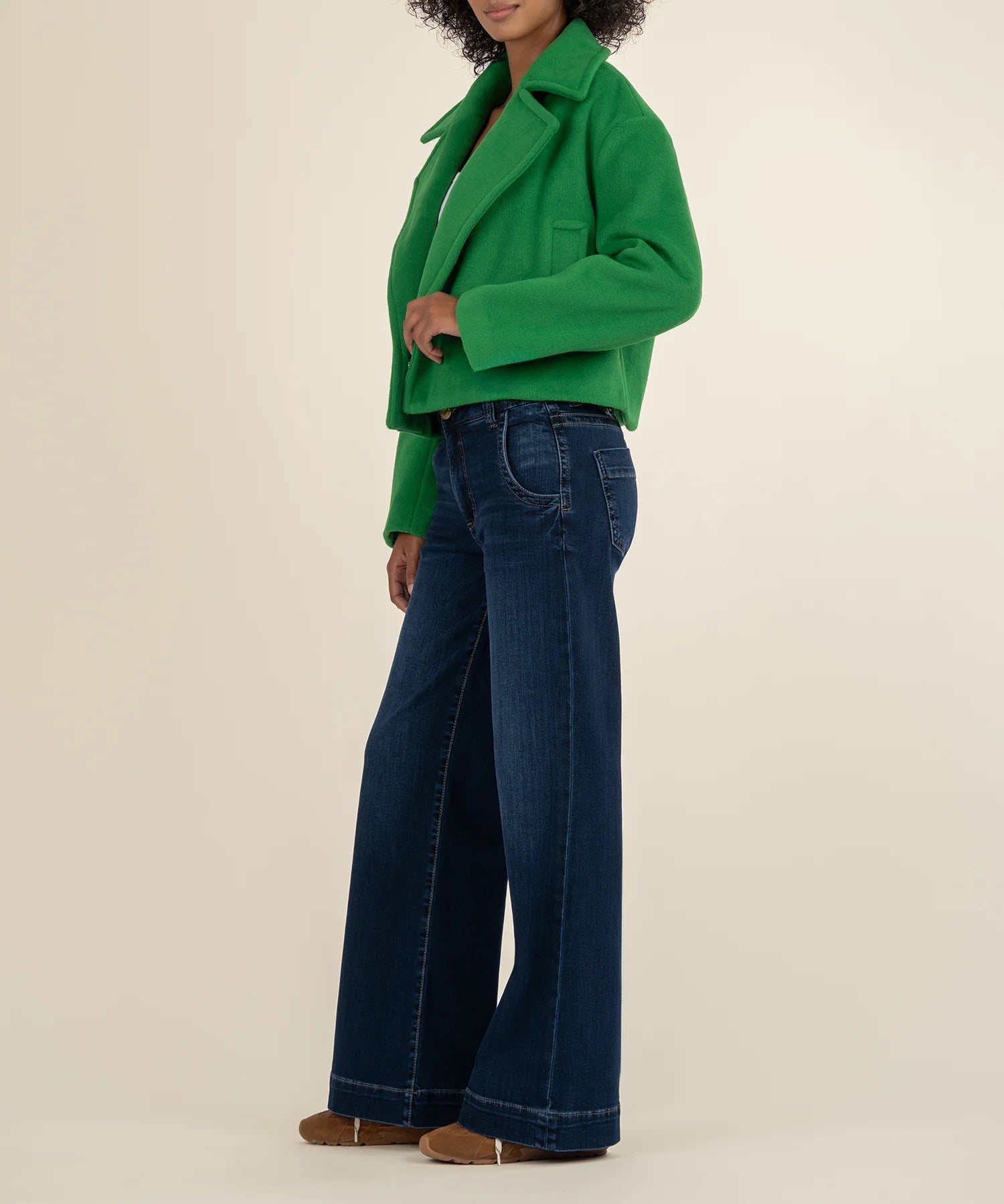 Harper Blanket Stitch Jacket - Green - Elle Maxine