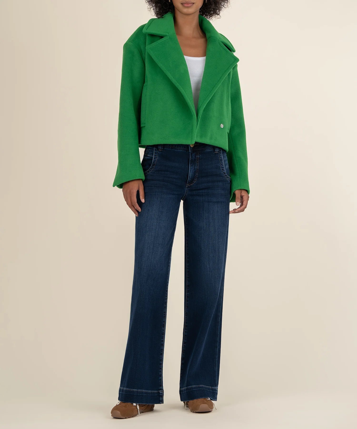 Harper Blanket Stitch Jacket - Green - Elle Maxine