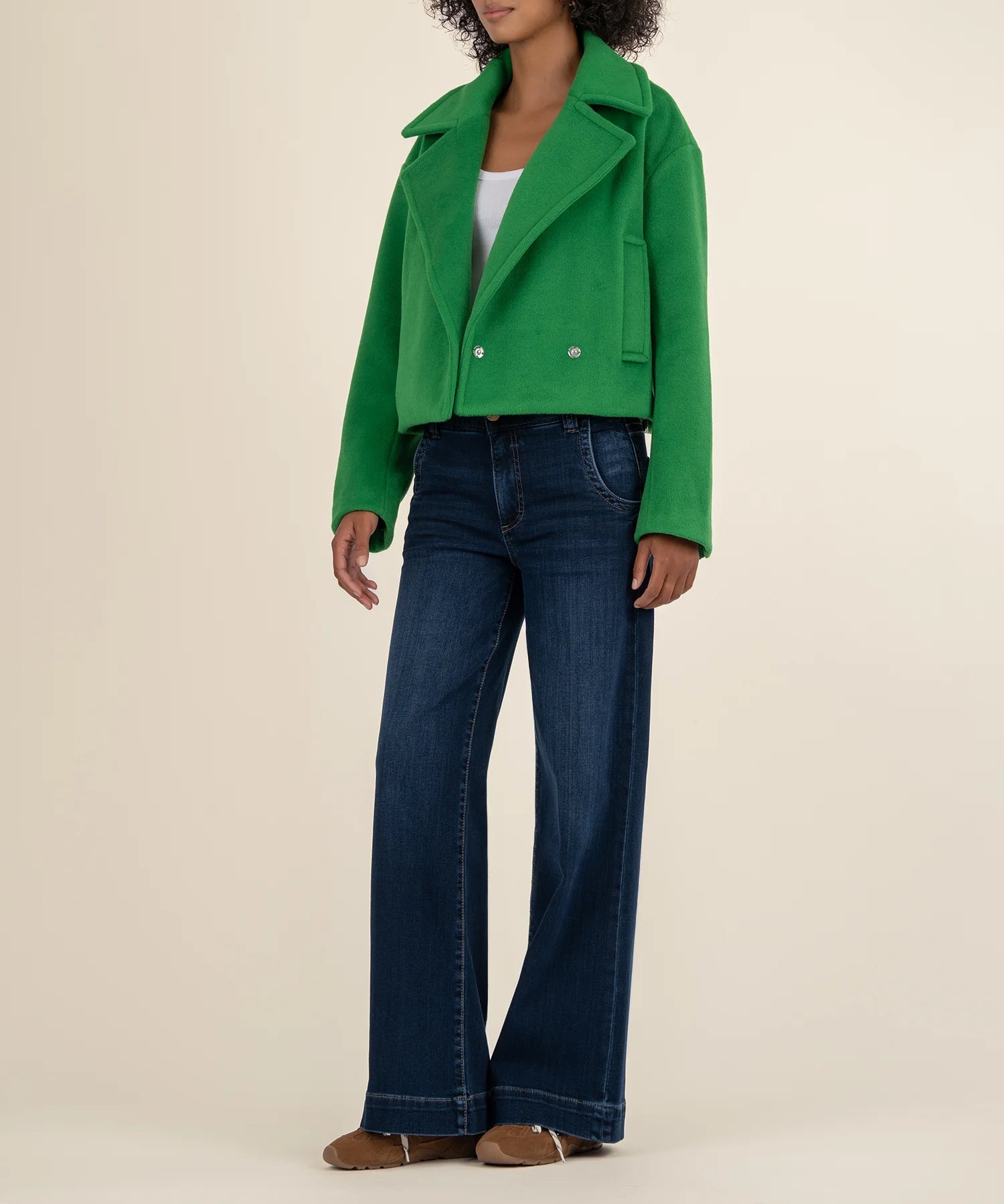 Harper Blanket Stitch Jacket - Green - Elle Maxine