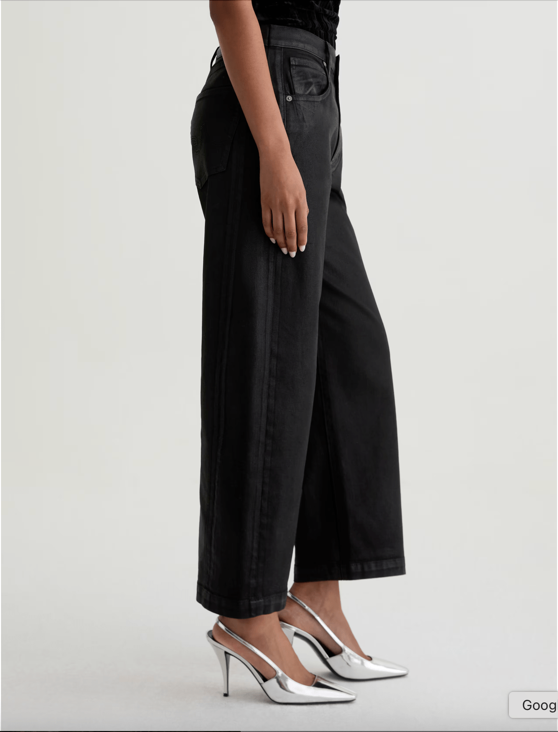 Hattie Coated Barrel Crop - Black - Elle Maxine