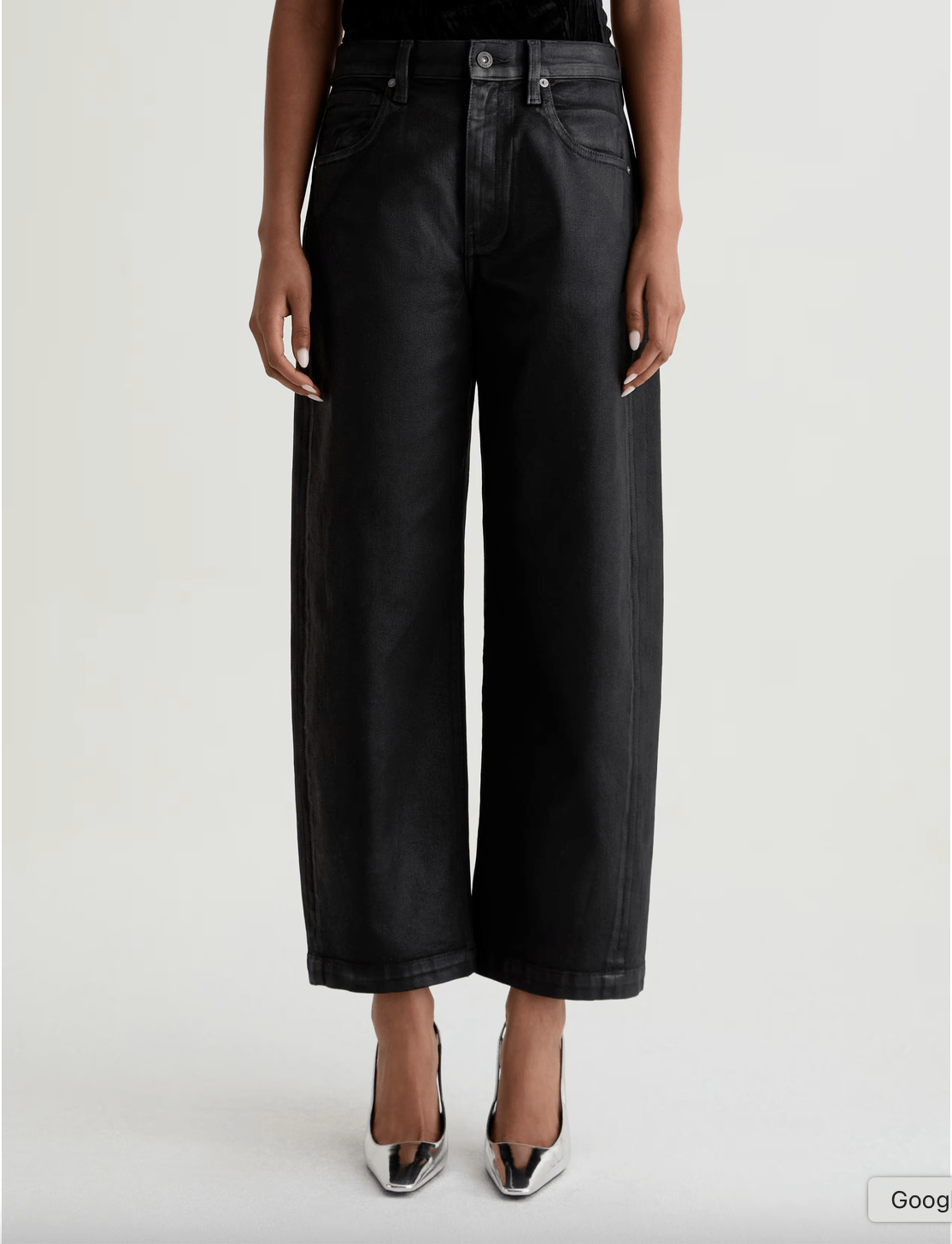 Hattie Coated Barrel Crop - Black - Elle Maxine