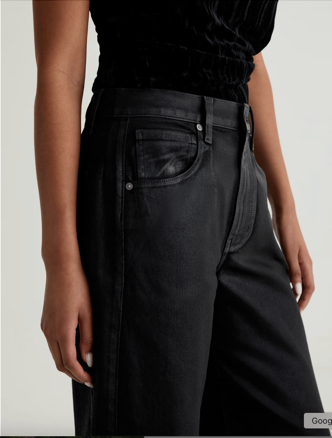 Hattie Coated Barrel Crop - Black - Elle Maxine