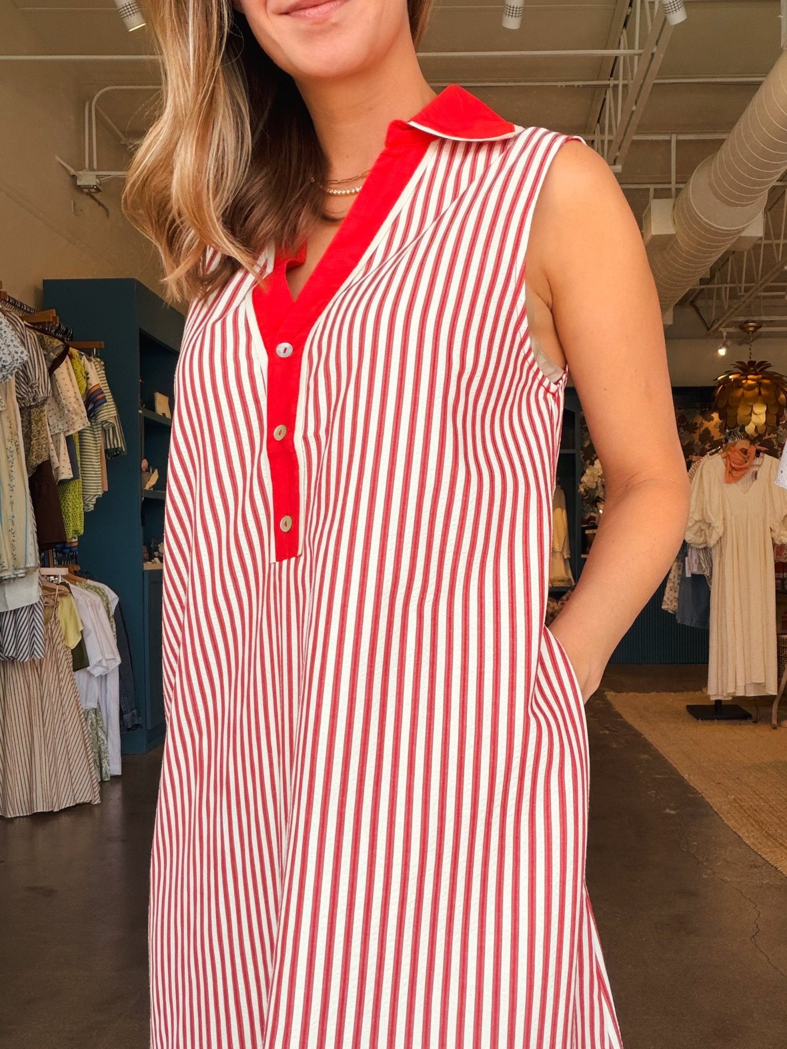 Hattie Collared Stripe Dress - Elle Maxine