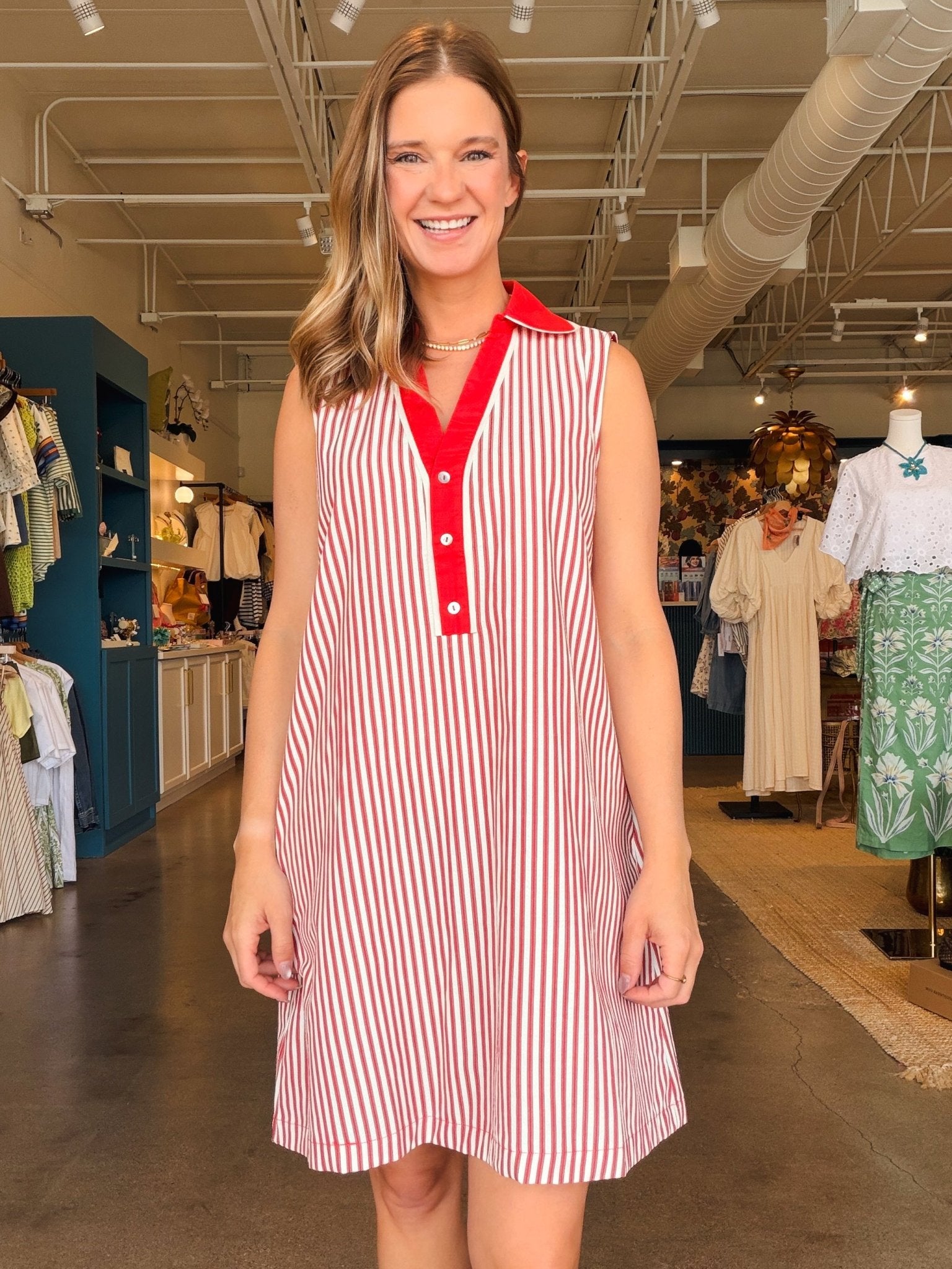 Hattie Collared Stripe Dress - Elle Maxine