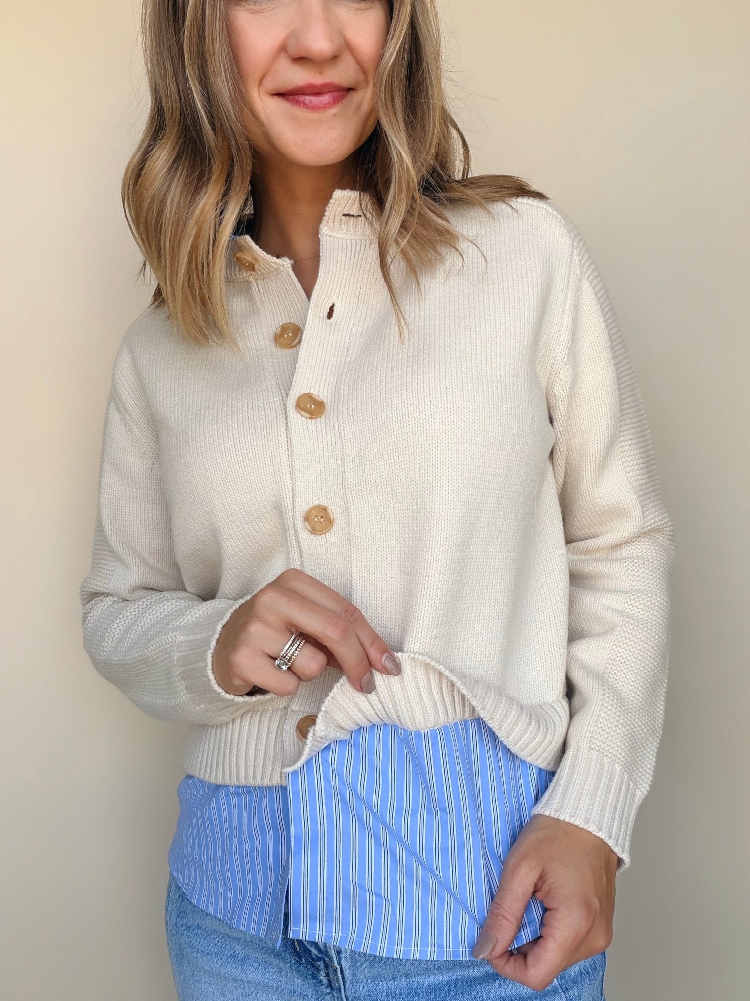 Hattie Two-By Button Up Sweater - Elle Maxine