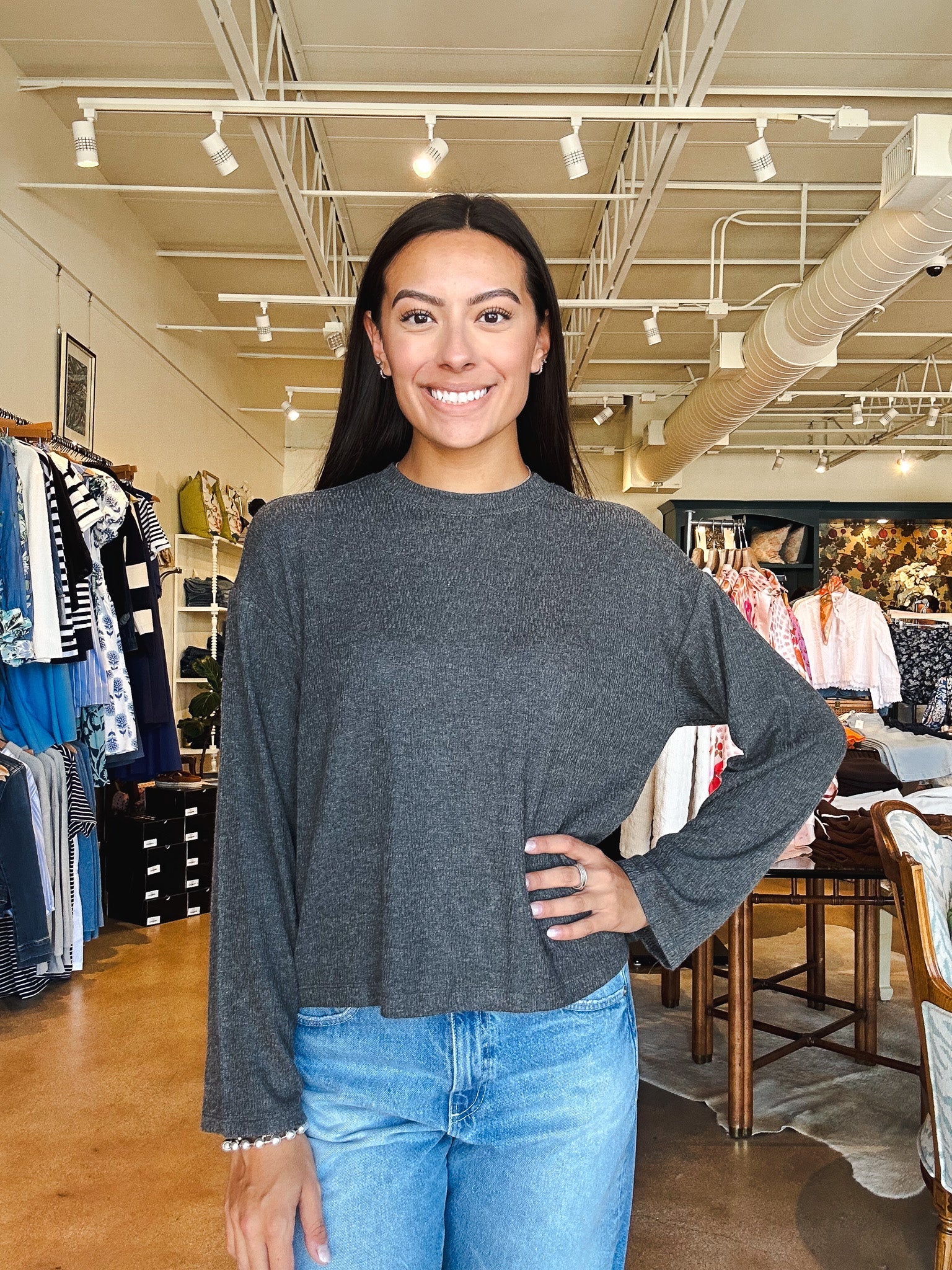 Hearthside Popover Sweater - Heather Ink - Elle Maxine