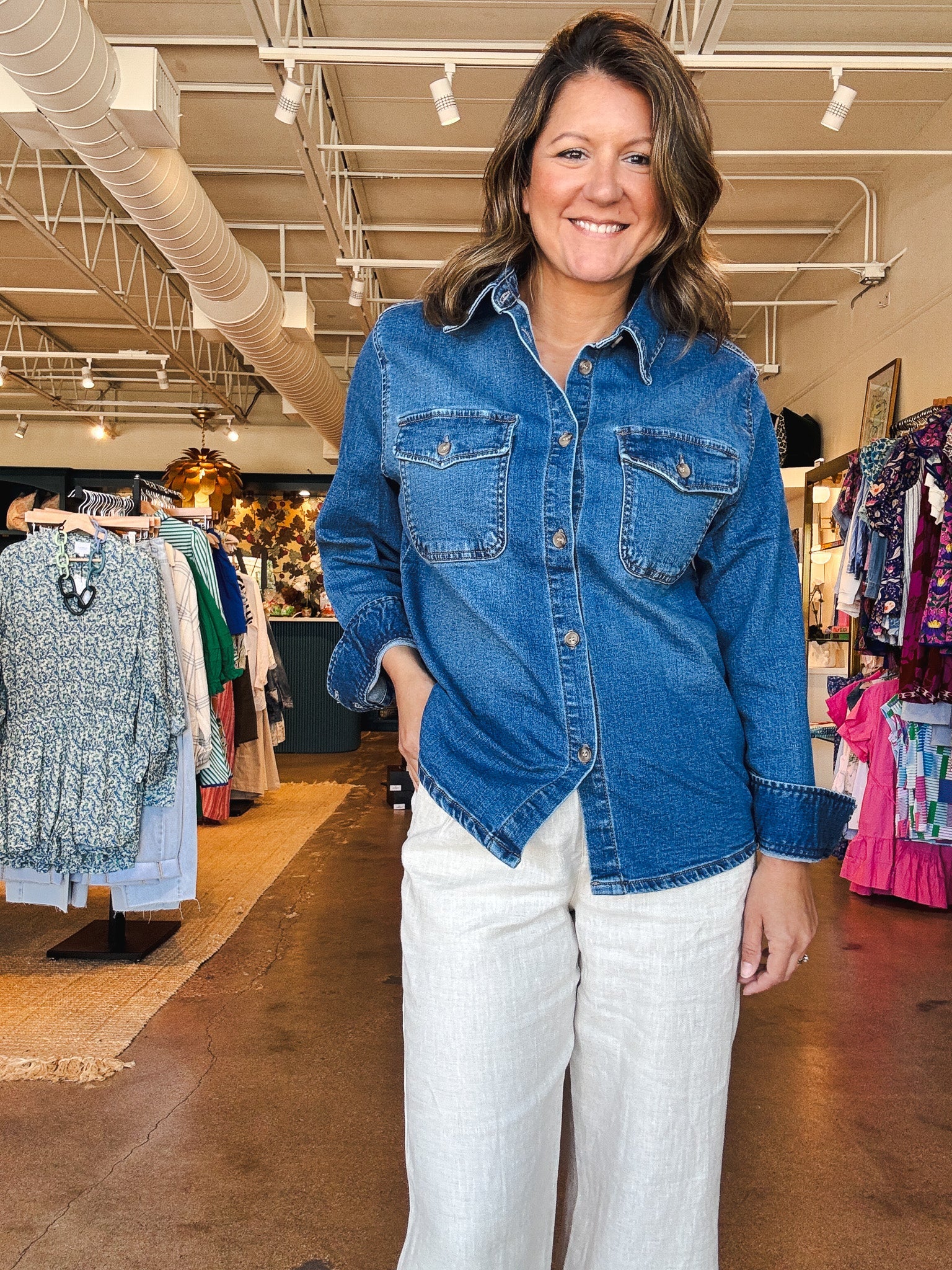 Heather Denim Shirt Jacket - Elle Maxine