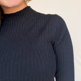 High Neck Ribbed Top - Elle Maxine