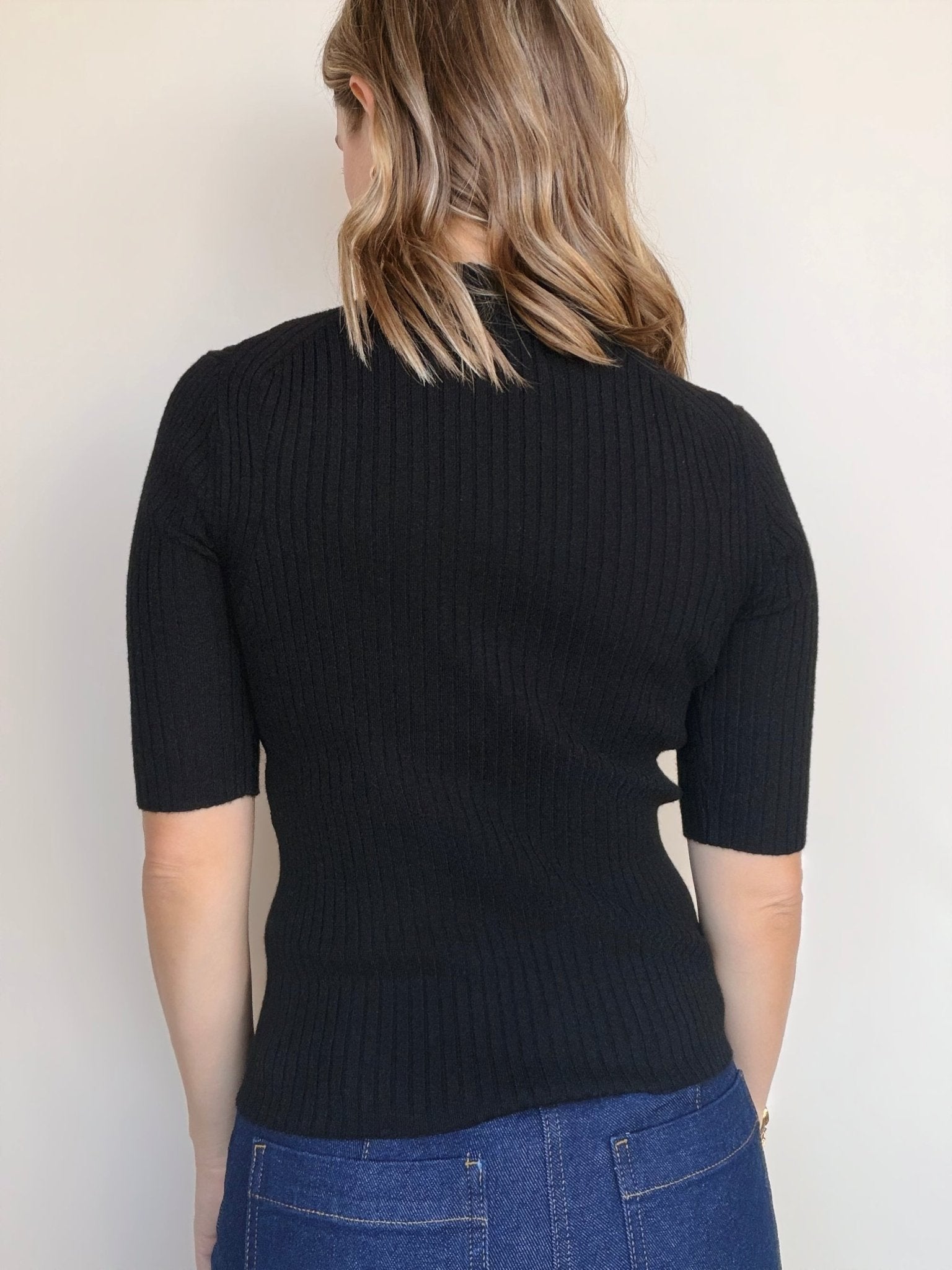 High Neck Ribbed Top - Elle Maxine