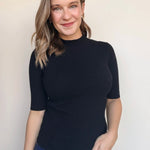 High Neck Ribbed Top - Elle Maxine