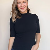 High Neck Ribbed Top - Elle Maxine