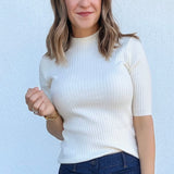 High Neck Ribbed Top - Elle Maxine