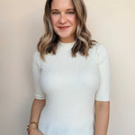 High Neck Ribbed Top - Elle Maxine