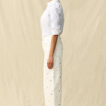 High Ride Wide Leg Jeans - Embroidered Daisy - Elle Maxine
