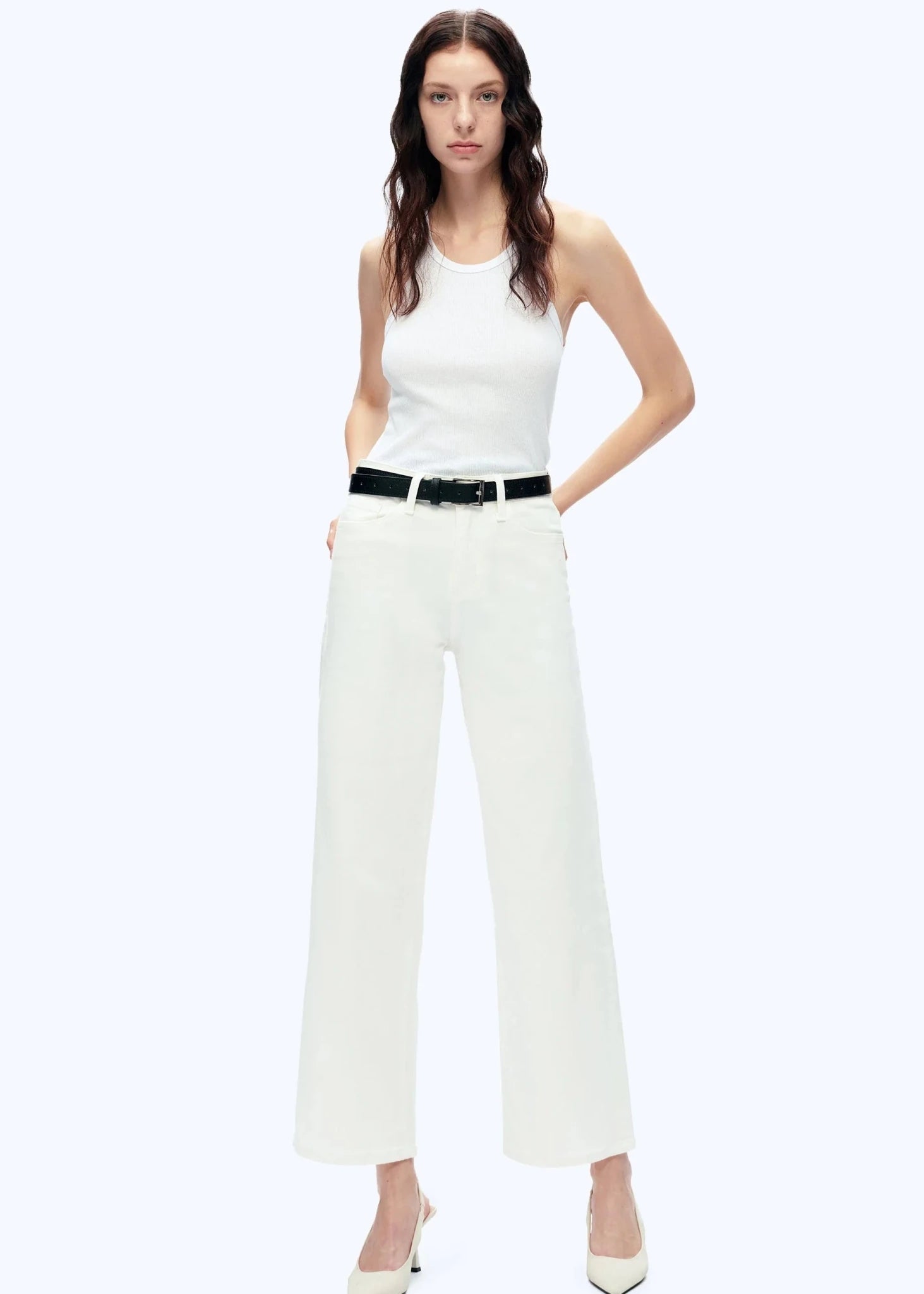 High Rise Wide Leg - White - Elle Maxine