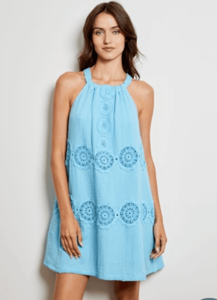 Horizon Blue Gauze Dress XS