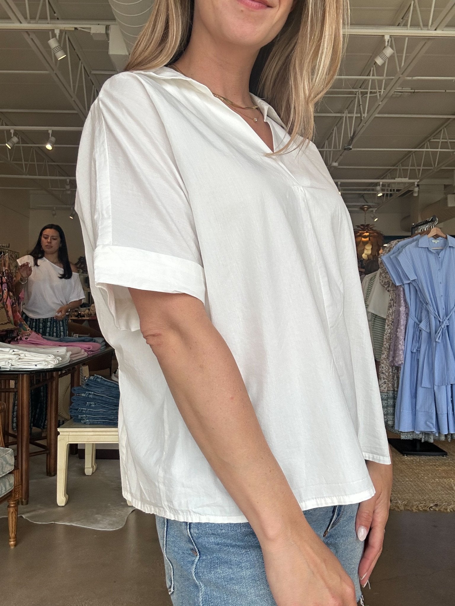 Iman Short Sleeve Top - Cloud Dancer - Elle Maxine