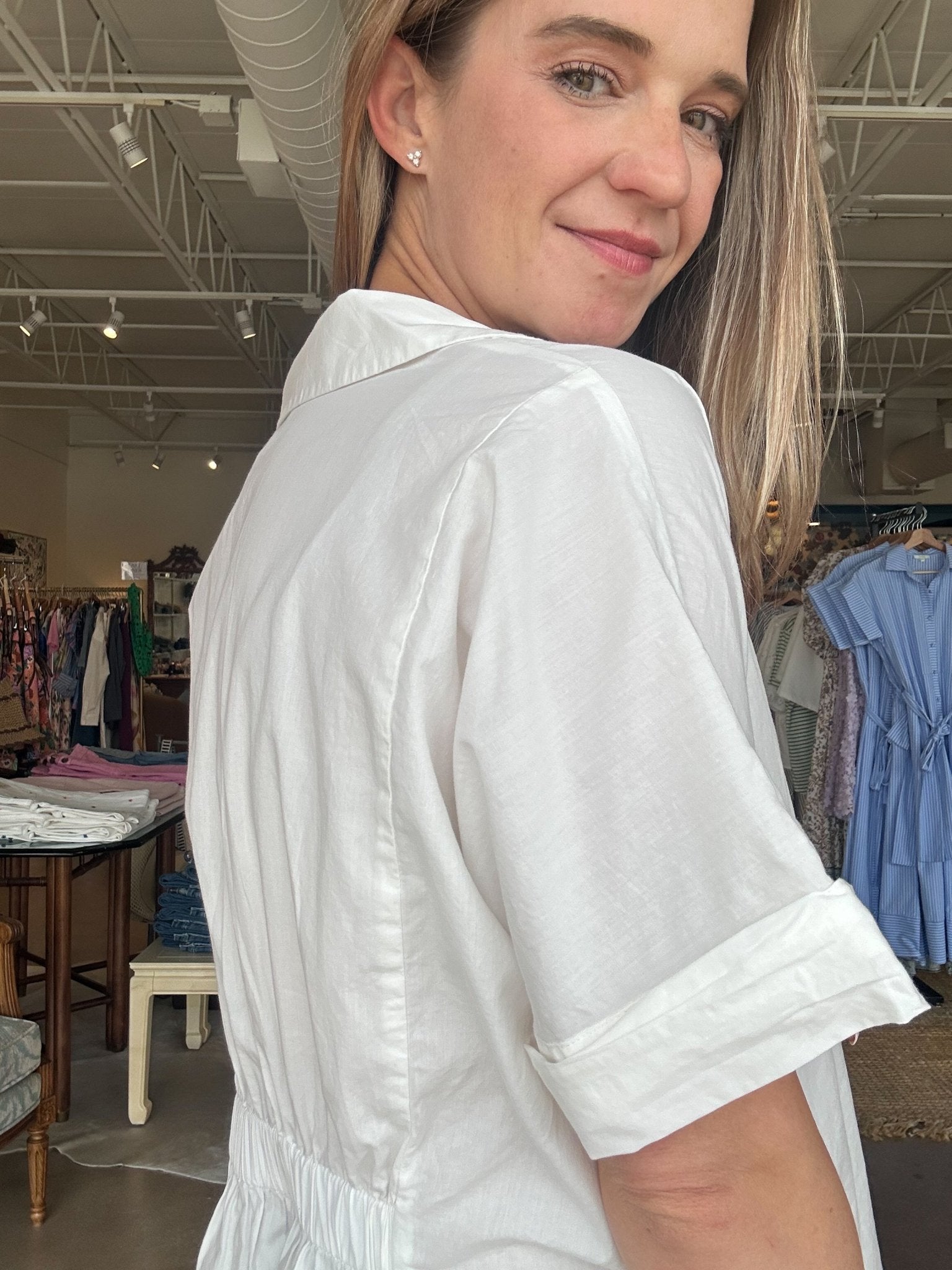 Iman Short Sleeve Top - Cloud Dancer - Elle Maxine