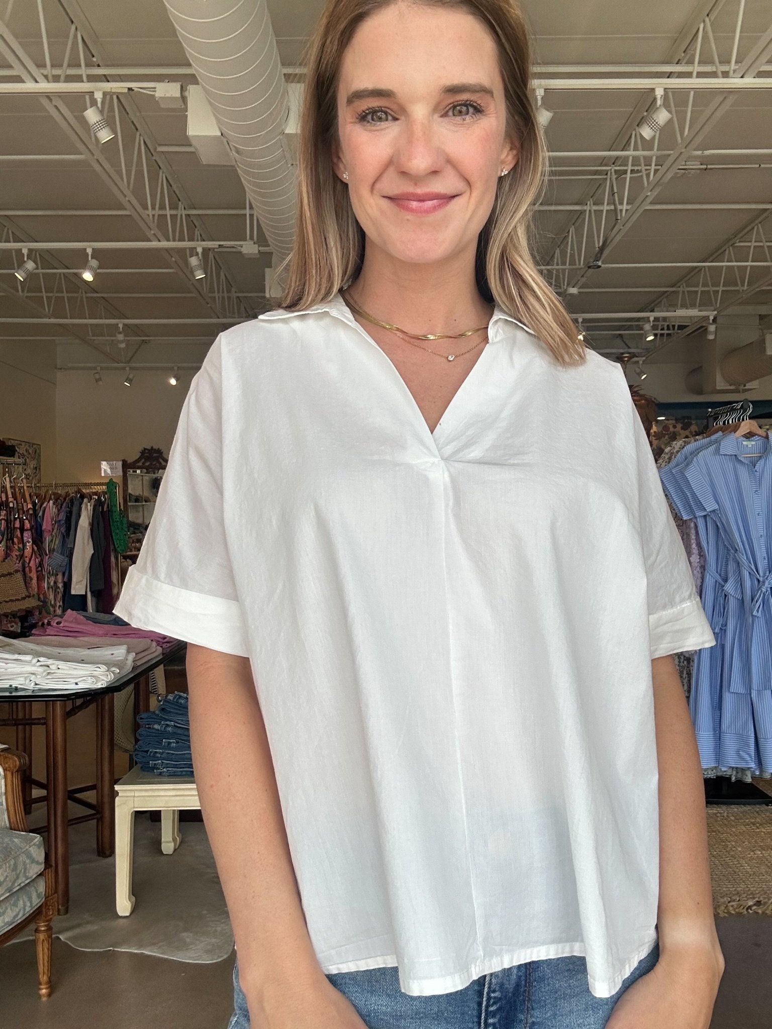 Iman Short Sleeve Top - Cloud Dancer - Elle Maxine