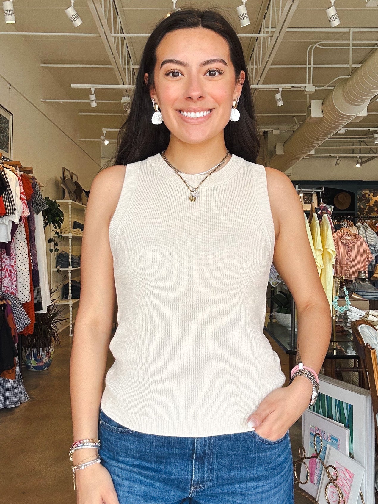 In the Mix Sweater Tank - Summer Sand - Elle Maxine