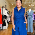 India Tie Front Maxi Dress - Navy - Elle Maxine