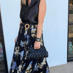 Ines Floral Belted Skirt - Elle Maxine